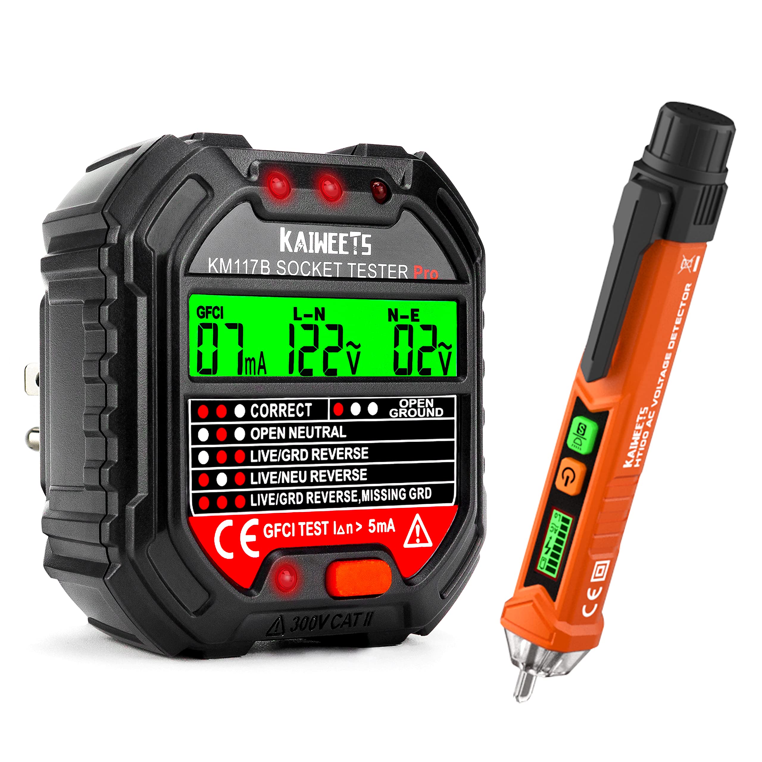 KAIWEETS Non-Contact Voltage Tester & GFCI Tester