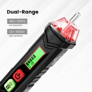 KAIWEETS Non-Contact Voltage Tester with Dual Range AC 12V-1000V & GFCI Tester