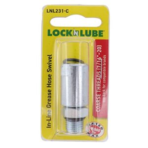 LockNLube Grease Gun Hose Swivel - Coarse Threads (7/16”–20) for Milwaukee, Ryobi, Ridgid & Alemite Battery Grease Guns