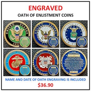 Challenge Coin-US Army Oath of Enlistment Engraved with Name and Date of Oath