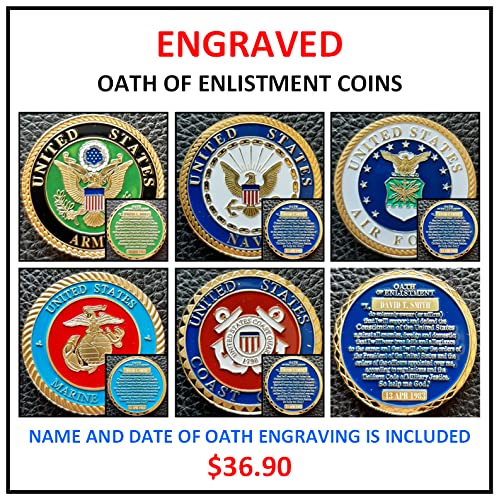 Challenge Coin-US Army Oath of Enlistment Engraved with Name and Date of Oath