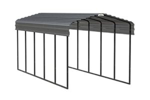 arrow carports galvanized steel carport, compact car metal carport kit, 10' x 24' x 9', charcoal