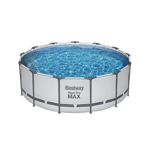 Bestway Steel Pro MAX 13 Foot x 48 Inch Round Metal Frame Above Ground Outdoor Swimming Pool Set with 1,000 Filter Pump, Ladder, and Cover