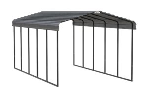 arrow carports galvanized steel carport, full-size metal carport kit, 12' x 24' x 9', charcoal