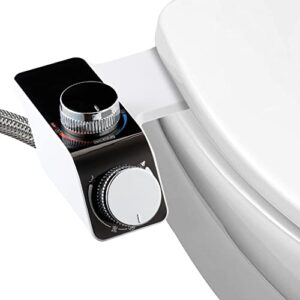 firsthealth fresh water bidet attachment - temperature and pressure control with self-cleaning front and back wash - easy no-plumber universal installation for round and elongated bowls
