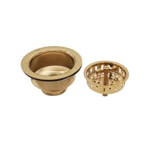 Westbrass CO2175-01 Combo Pack 3-1/2" Wing Nut Twist Style Large Kitchen Sink Basket Strainer and Waste Disposal Drain Flange with Stopper, Polished Brass