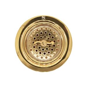 Westbrass CO2175-01 Combo Pack 3-1/2" Wing Nut Twist Style Large Kitchen Sink Basket Strainer and Waste Disposal Drain Flange with Stopper, Polished Brass