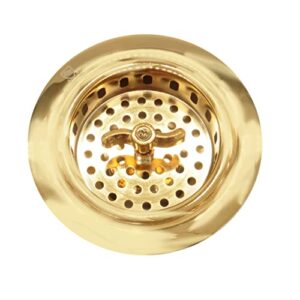 Westbrass CO2175-01 Combo Pack 3-1/2" Wing Nut Twist Style Large Kitchen Sink Basket Strainer and Waste Disposal Drain Flange with Stopper, Polished Brass