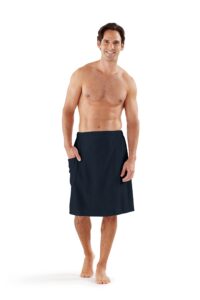 boca terry men's towel wrap, cotton mens bath wrap, mens towel wrap after shower, spa wrap for sauna and gym. 2xl - navy