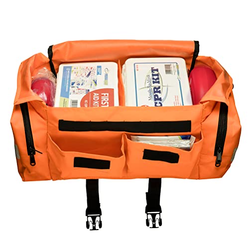 NOVAMEDIC Empty First Responder Bag, 15"x9"x8", Trauma First Aid Carries w/Multi Compartments for EMTs, Paramedics, Emergency and Medical Supplies Kit, Lightweight and Durable, Orange