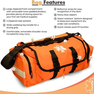 NOVAMEDIC Empty First Responder Bag, 15"x9"x8", Trauma First Aid Carries w/Multi Compartments for EMTs, Paramedics, Emergency and Medical Supplies Kit, Lightweight and Durable, Orange