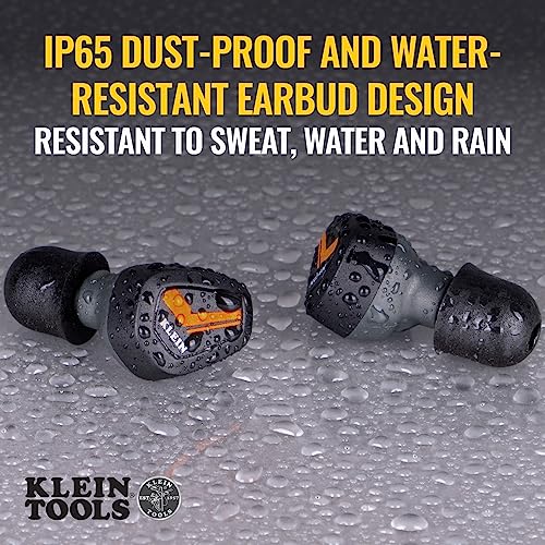 Klein Tools AESEB1 Bluetooth Jobsite Earbuds, Wireless Hearing Protection Earplugs with 28dB Noise Reduction Rating, 15-Hour Playtime