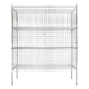 krollen industrial nsf stationary wire chrome security cage kit - 24" x 60" x 74" with 4 shelves