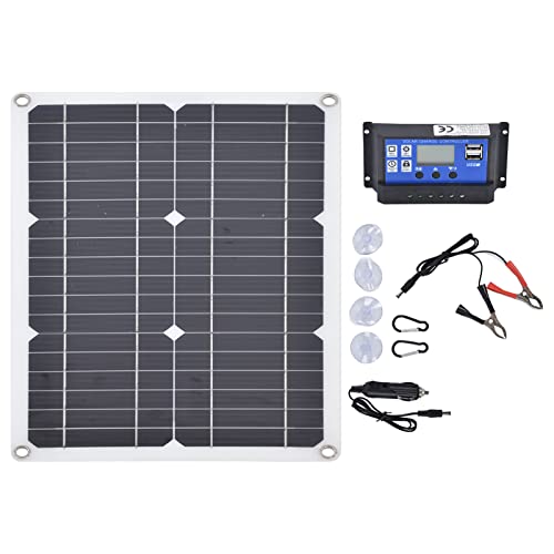 20W 20V Solar Panel, Strong Resistance Versatile Waterproof Good Output Efficiency Monocrystalline Silicon Solar Panel for Car Batteries