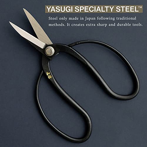 Wazakura Yasugi Steel Made in Japan Traditional Bonsai Scissors 7 inch (180 mm), Pruning Shears, Japanese Gardening Tools - Yasugi Steel Traditional Bonsai Scissors