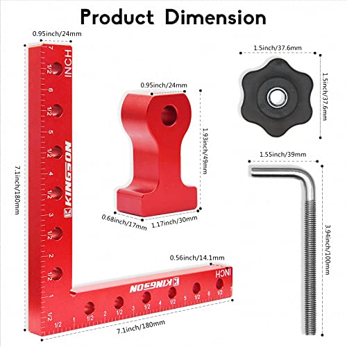 Kingson 90 Degree Positioning Squares Right Angle Clamps Corner Clamp, 7.1" x 7.1" Aluminum Alloy Woodworking Carpenter Tool for Box Cabinets Drawers Picture Flame (2Pack)