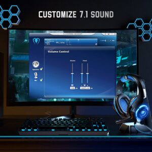 7.1 Gaming Headset for PC, Computer Gaming Headphones with Noise Cancelling Mic/Microphone, PC Gaming Headset with LED Lights for PC, PS4/PS5 Console, Laptop