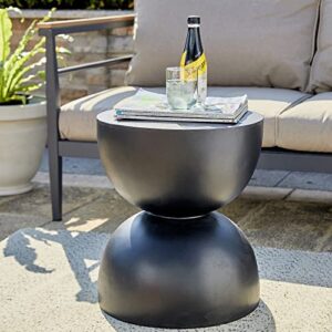 glitzhome modern decorative garden stool heavy duty patio sturdy faux terrazzo garden stool side table plant table for indoor covered outdoor, 17.75”h, black