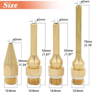 Eyech 4 pack Interchangeable Hot Glue Gun Nozzles Copper Glue Gun Nozzle Assortment Set for Melting Glue Gun Use Craft Repair Tool 2.0x70mm 2.0x50mm 2.0x34mm 3.0x50mm