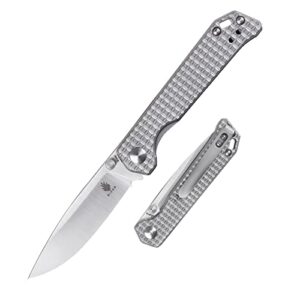 kizer begleiter mini edc knife, titanium handle with m390 blade, small grey knife gift for men, ki3458ra2