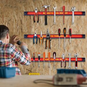 Happytools 18” Magnetic Tool Holder, 3 PCS Heavy Duty Tool Magnet Strip w/ Strong Magnetic Force, Wall Mounted Magnetic Tool Organizer Bars for Kitchen, Garage, Household, Workshops