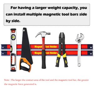 Happytools 18” Magnetic Tool Holder, 3 PCS Heavy Duty Tool Magnet Strip w/ Strong Magnetic Force, Wall Mounted Magnetic Tool Organizer Bars for Kitchen, Garage, Household, Workshops