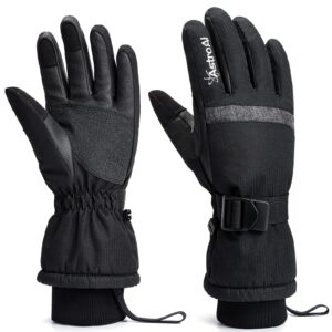 AstroAI 27 Inch Snow Brush and Detachable Ice Scraper Orange+AstroAI Waterproof Gloves Winter Gloves Men Snow Gloves