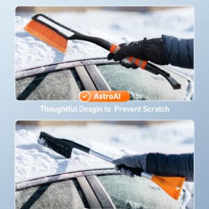 AstroAI 27 Inch Snow Brush and Detachable Ice Scraper Orange+AstroAI Waterproof Gloves Winter Gloves Men Snow Gloves