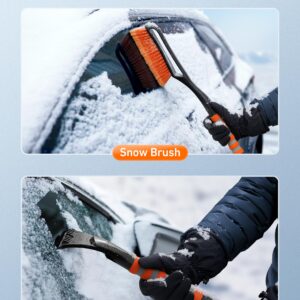 AstroAI 27 Inch Snow Brush and Detachable Ice Scraper Orange+AstroAI Waterproof Gloves Winter Gloves Men Snow Gloves