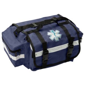 novamedic professional empty blue first responder bag, 17" x 9" x 7", emt trauma first aid carrier for paramedics and emergency medical supplies kit, lightweight and durable