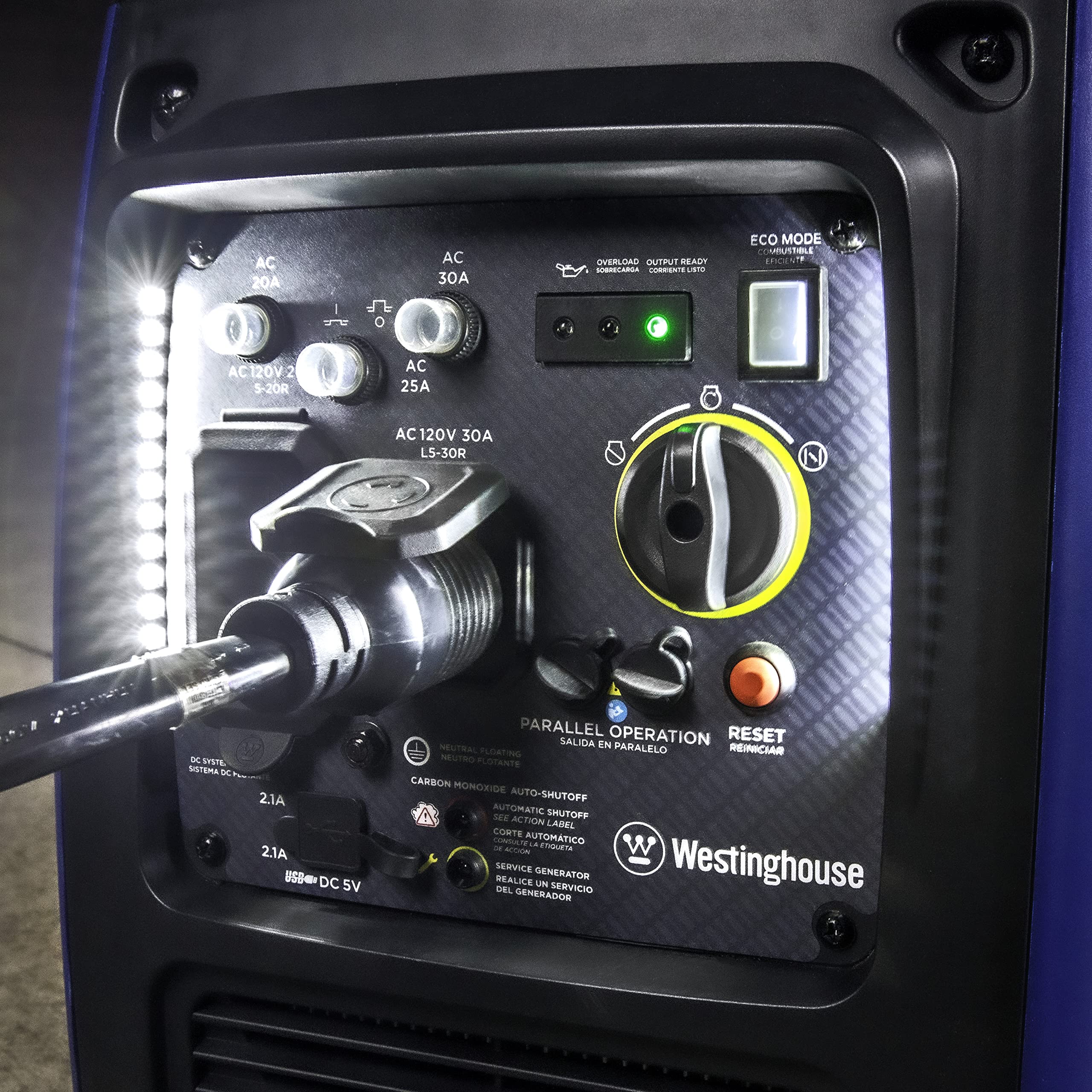 Westinghouse Outdoor Power Equipment 3700 Peak Watt Super Quiet Portable Inverter Generator, Wheel & Handle Kit, RV Ready 30A Outlet, Gas Powered, CO Sensor, Parallel Cord Included