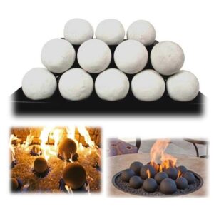 Premium Ceramic Fiber Fire Balls for Fire Bowl - (Set of 15-3” in Diameter Ball) Perfect Modern Decor Accessory Round Sphere for Fire Pit/Fire Table/Indoor & Outdoor Fireplace (Black)