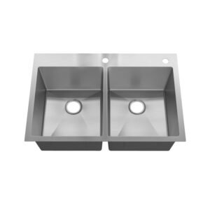 Sinber 33" x 22" x 9" Drop In Double Bowl Kitchen Sink with 18 Gauge 304 Stainless Steel Satin Finish HT3322D-9-S (Sink Only)