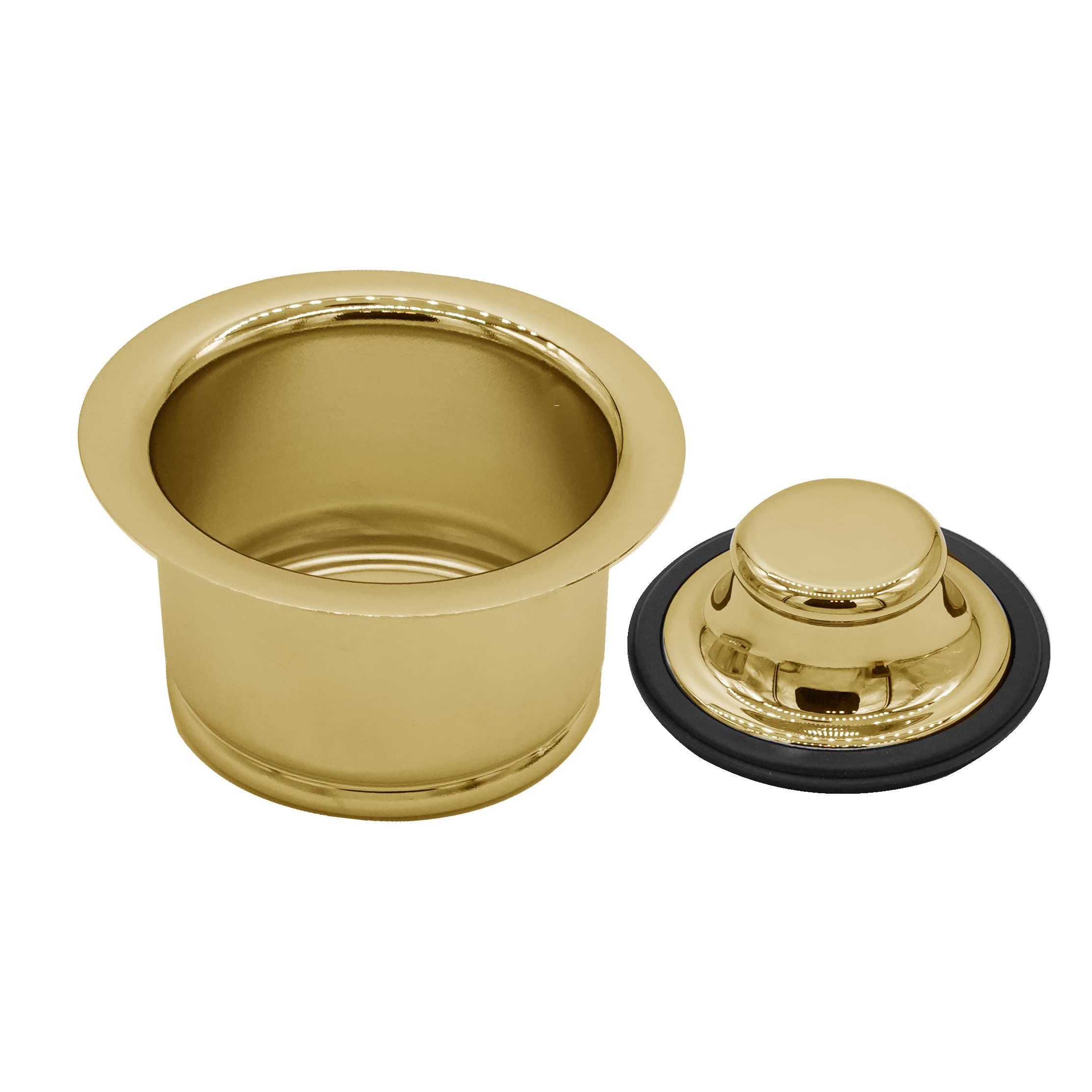 Westbrass CO2196-01 Combo Pack 3-1/2" Post Style Large Basket Strainer and Extra-Deep Collar Kitchen Sink Waste Disposal Flange with Stopper, Polished Brass