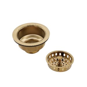 Westbrass CO2196-01 Combo Pack 3-1/2" Post Style Large Basket Strainer and Extra-Deep Collar Kitchen Sink Waste Disposal Flange with Stopper, Polished Brass