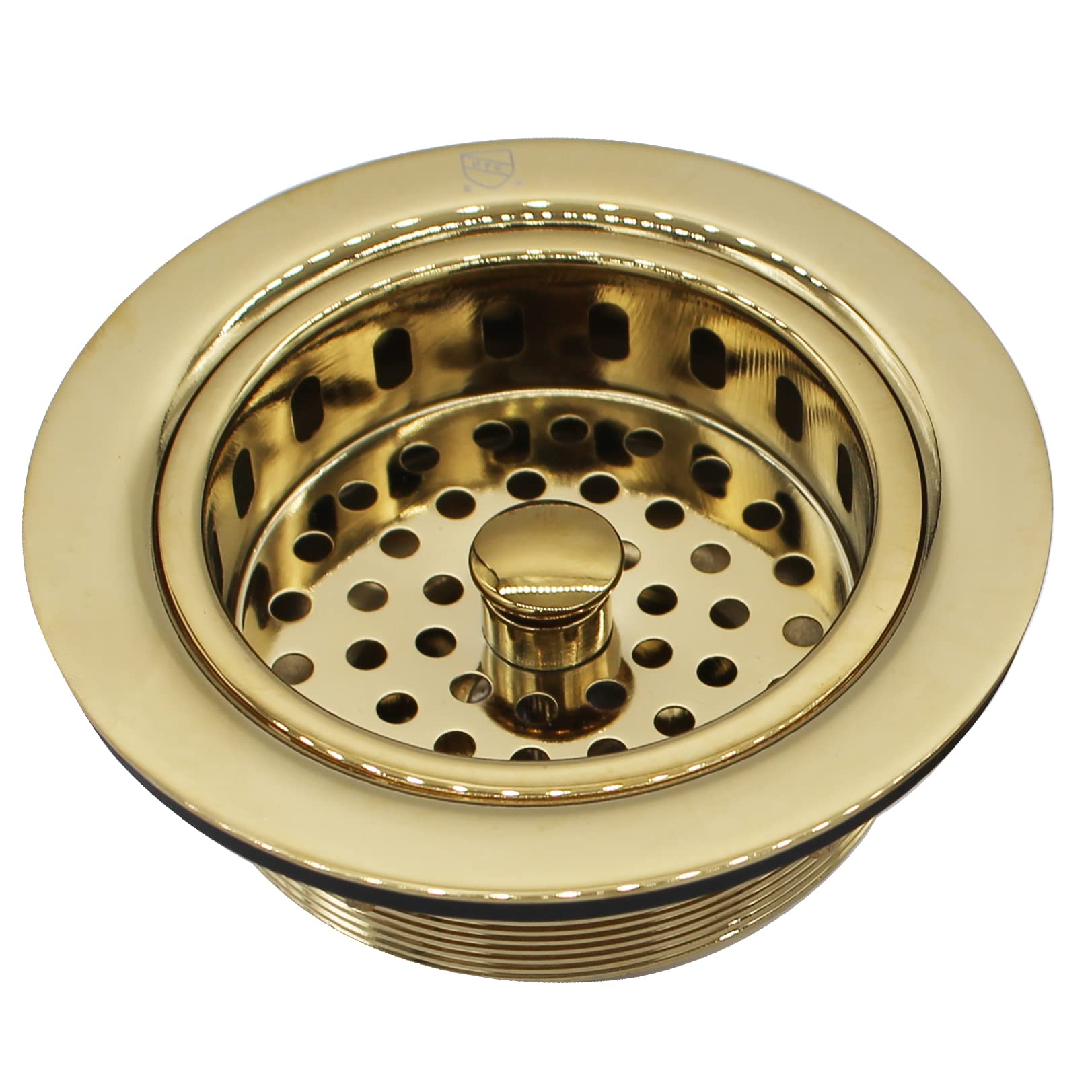 Westbrass CO2196-01 Combo Pack 3-1/2" Post Style Large Basket Strainer and Extra-Deep Collar Kitchen Sink Waste Disposal Flange with Stopper, Polished Brass