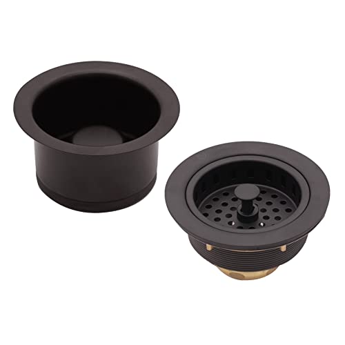 Westbrass CO2196-12 Combo Pack 3-1/2" Post Style Large Basket Strainer and Extra-Deep Collar Kitchen Sink Waste Disposal Flange with Stopper, Oil Rubbed Bronze