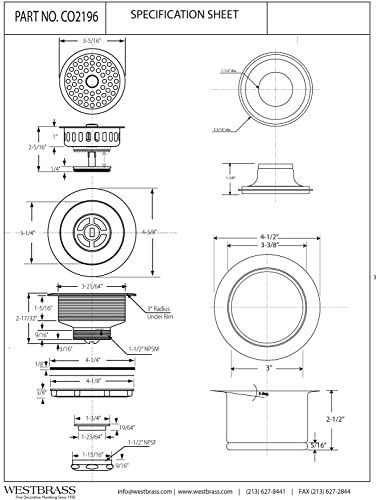 Westbrass CO2196-12 Combo Pack 3-1/2" Post Style Large Basket Strainer and Extra-Deep Collar Kitchen Sink Waste Disposal Flange with Stopper, Oil Rubbed Bronze