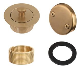 100% brass lift and turn bathtub drain set w/overflow plate - drain conversion kit - fits all bathtub sizes - universal fine/coarse thread - designed & tested in america (brushed gold)