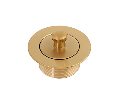 100% Brass Lift and Turn Bathtub Drain Set w/Overflow Plate - Drain Conversion Kit - Fits All Bathtub Sizes - Universal Fine/Coarse Thread - Designed & Tested in America (Brushed Gold)