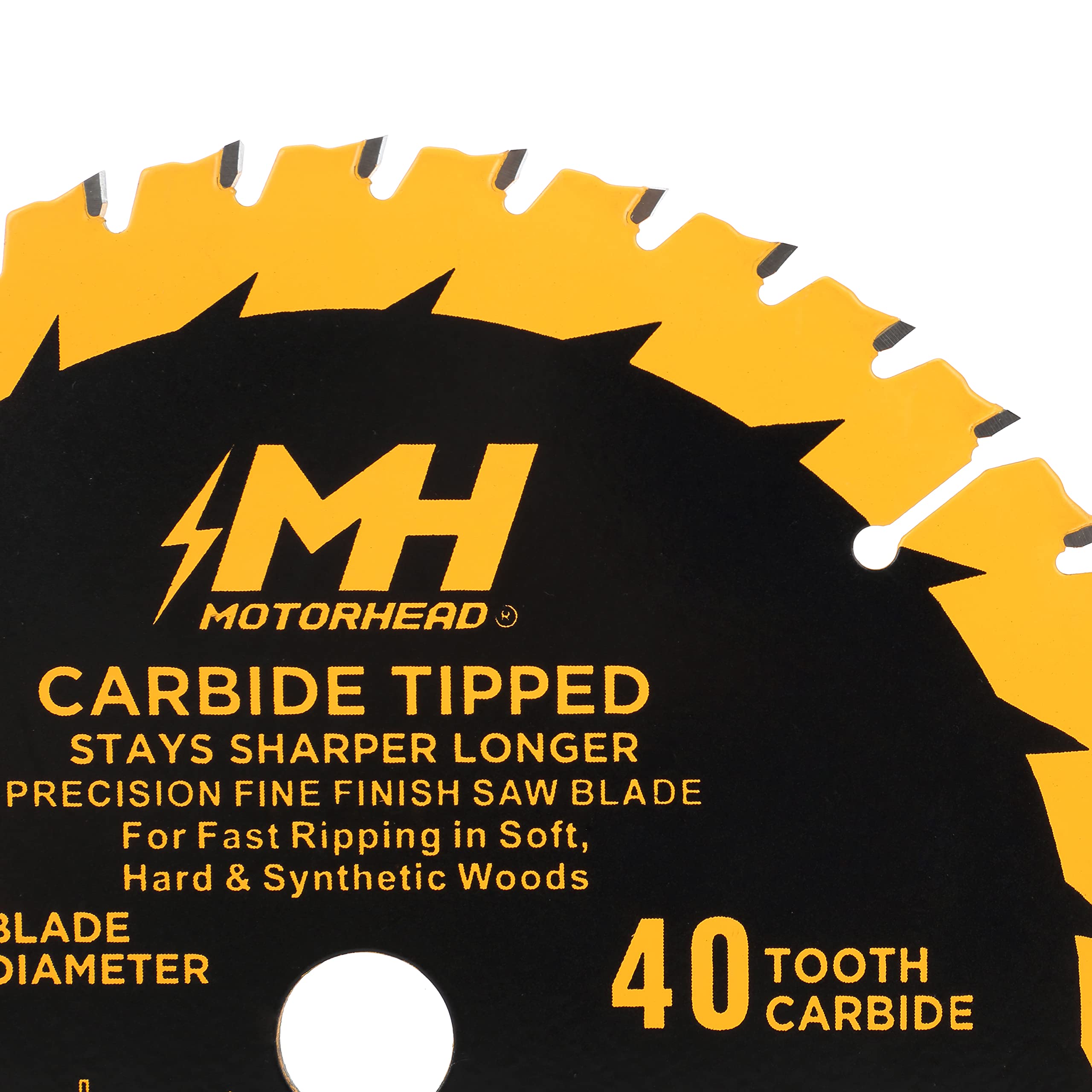 MOTORHEAD 6-1/2-Inch 40-Tooth Precision Fine-Finish Tungsten Carbide Tip Circular Saw Blade, Thin Kerf, Non-Stick, Corrosion-Resistant, 5/8” Arbor, Universal: Corded & Cordless, 40T, USA-Based Support