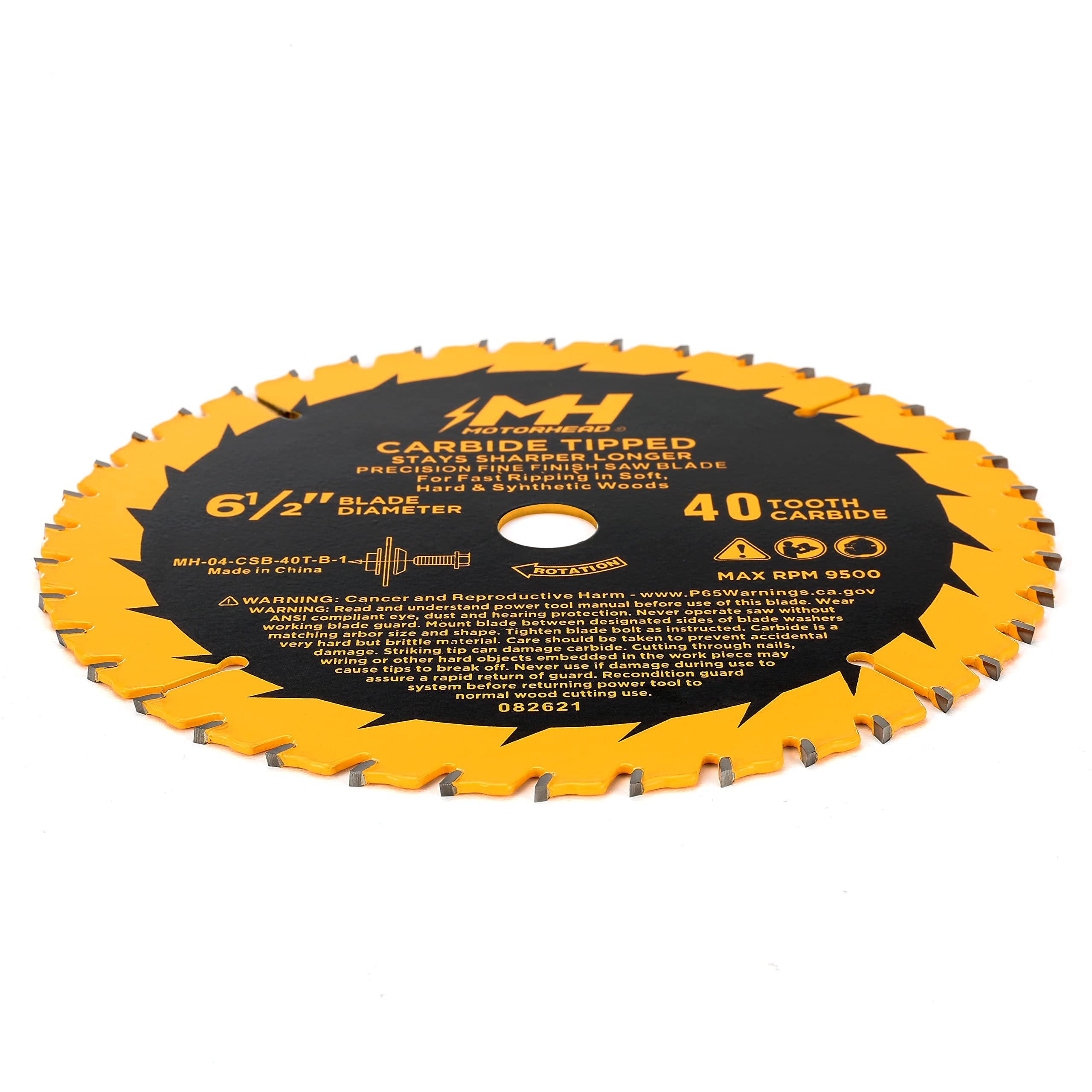 MOTORHEAD 6-1/2-Inch 40-Tooth Precision Fine-Finish Tungsten Carbide Tip Circular Saw Blade, Thin Kerf, Non-Stick, Corrosion-Resistant, 5/8” Arbor, Universal: Corded & Cordless, 40T, USA-Based Support