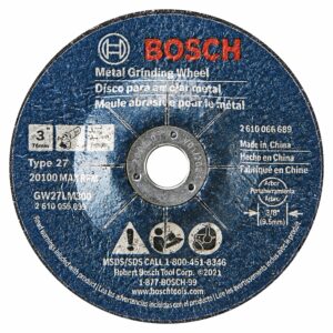 bosch gw27lm300 2-pack 3 in. x 1/8 in. metal grinding wheel 30 grit compatible with 3/8 in. arbor type 27 for applications in grinding