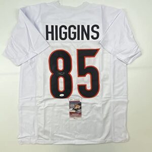 autographed/signed tee higgins cincinnati white football jersey jsa coa