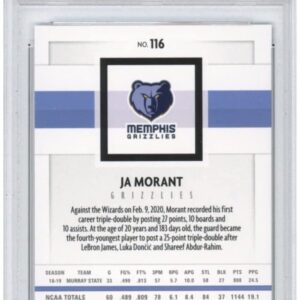 Graded 2019-20 Panini Chronicles Ja Morant #116 Young Dolph Rookie RC Basketball Card PSA 10 Gem Mint