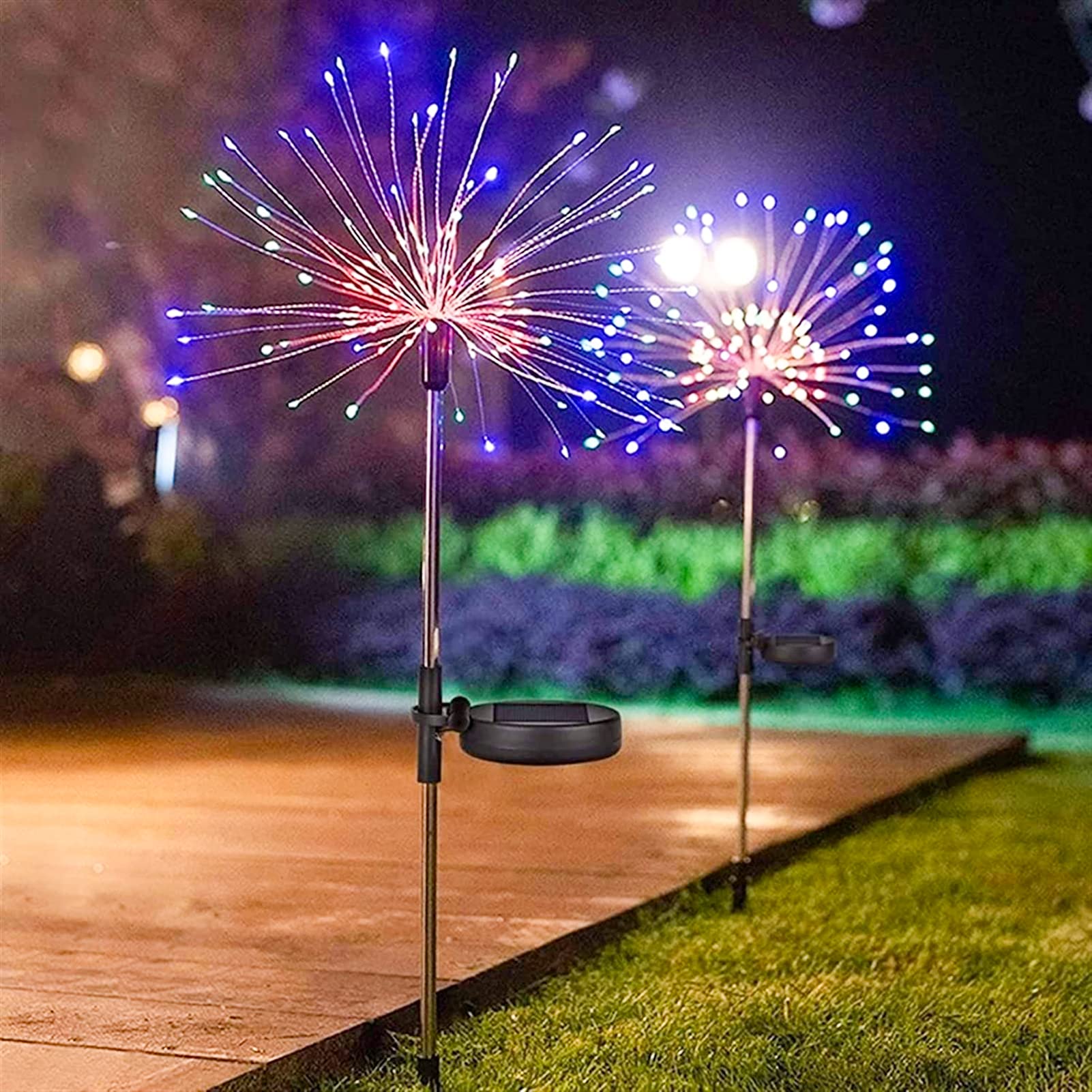 2 Pack Solar Firework Lights, Solar Garden Lights Outdoor 120 Led, Waterproof Solar Garden Fireworks Lamp, Solar Outdoor Decorative Stake for Landscape Light Patio Patio Party Christmas