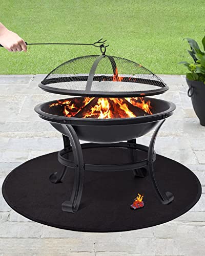 Heavy Duty Firepit-Mat for Deck Fireproof 36 Inches - 3 Layers Fire Pit Mats for Grass Patio Floor Protector Heat Resistant Retardant Fire Proof Rug Under Grill Ember Mat Round