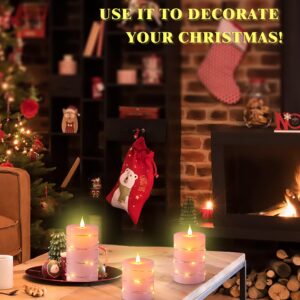 Upinmz Flameless Candle Battery with String of Lights Battery Powered LED Candle Flashing Candle with Remote Control and Timer 3 Packs (Pink)