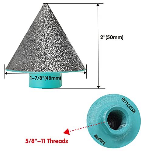 GYTYCATAH Diamond Countersink Drill Bits, Diamond Beveling Chamfer Bits for Existing Holes Enlarging Shaping Trimming in Tile Marble Glass Granite Ceramic 1-7/8"(48mm) Dia x 5/8"-11 Threads (Blue)