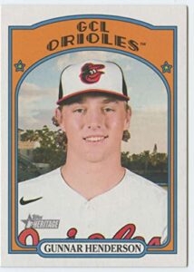 2021 topps heritage minor league #85 gunnar henderson gcl orioles official minor league baseball milb trading card in raw (nm or better) condition